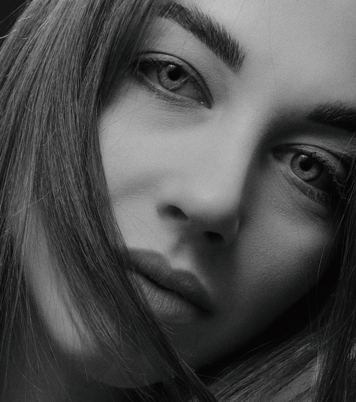 close up of Beauty woman Face and hand touch